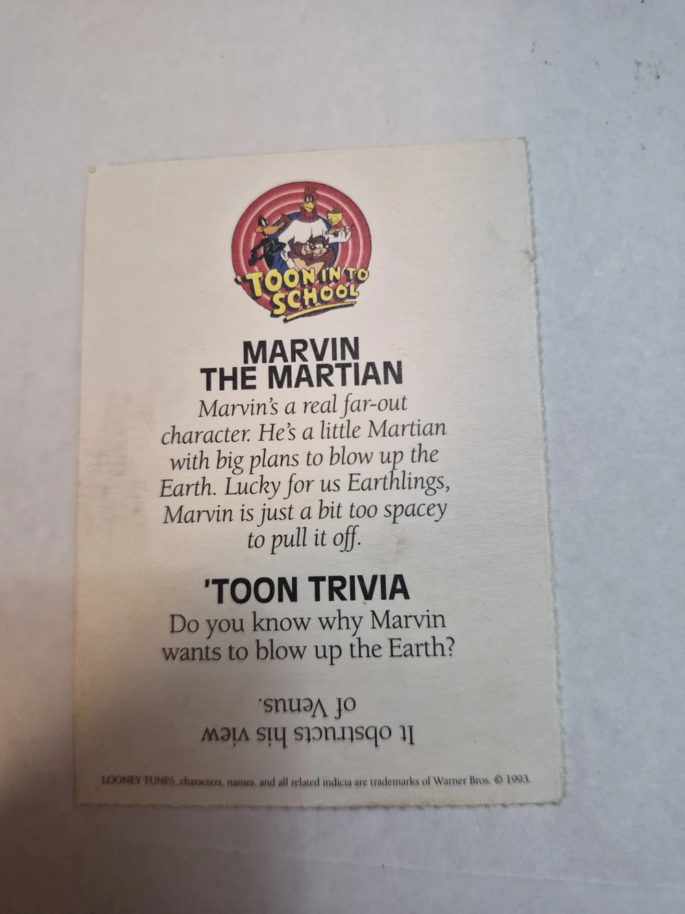 Warner Bros. Marvin the Martian Looney Tunes Trading Card Green & Red